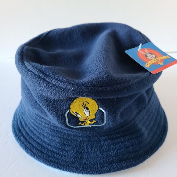 LONEY TUNES TWEETY BIRD -BLUE FLEECE BUCKET HAT - UNISEX -OSFM - Picture 1 of 9